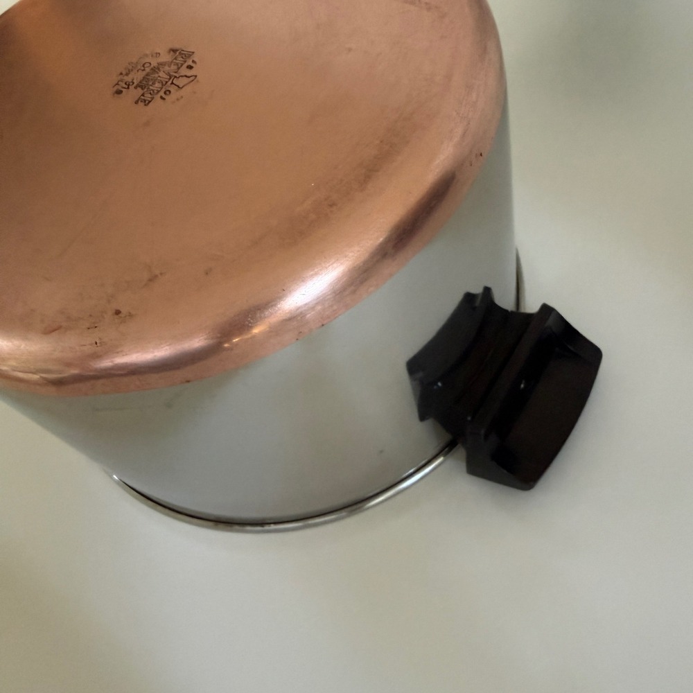 Vintage Revere Ware 6 Qt Stock Pot Copper Bottom Stainless Steel Lid Clinton IL - Picture 8 of 13